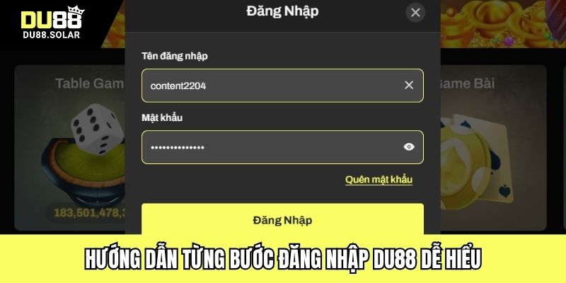 Hướng dẫn từng bước đăng nhập DU88 dễ hiểu